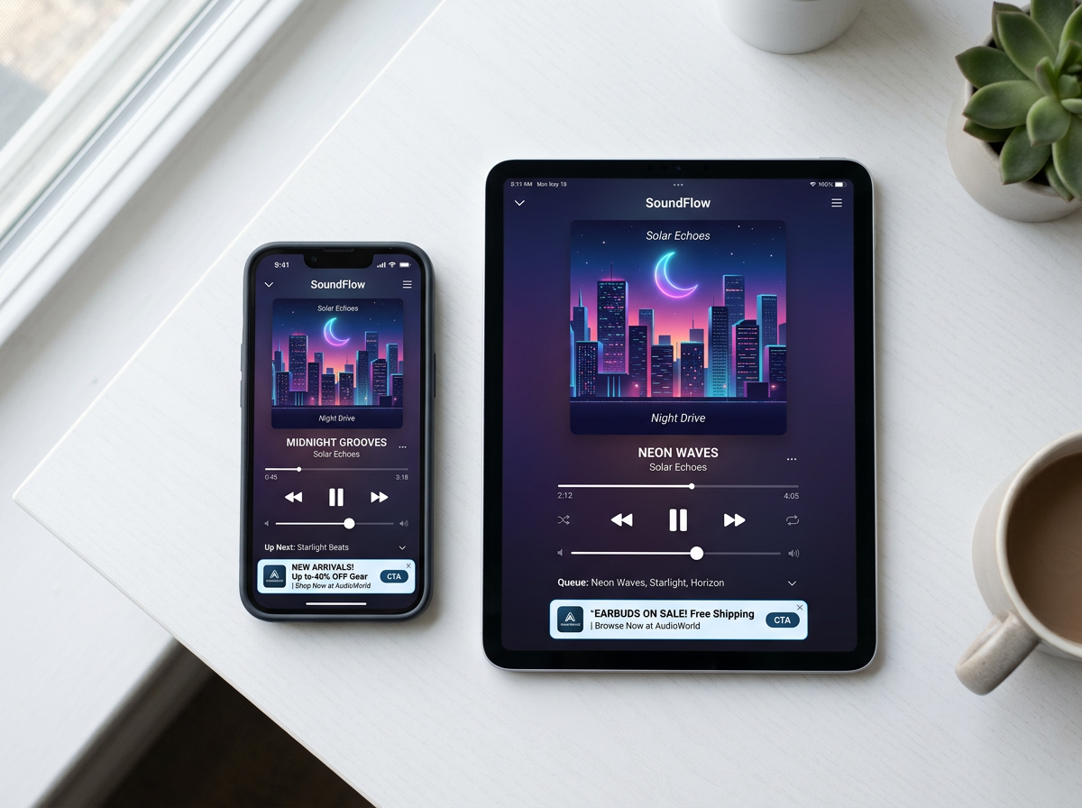 Streaming Ads auf Smartphone und Tablet – Audio- und Display-Werbung